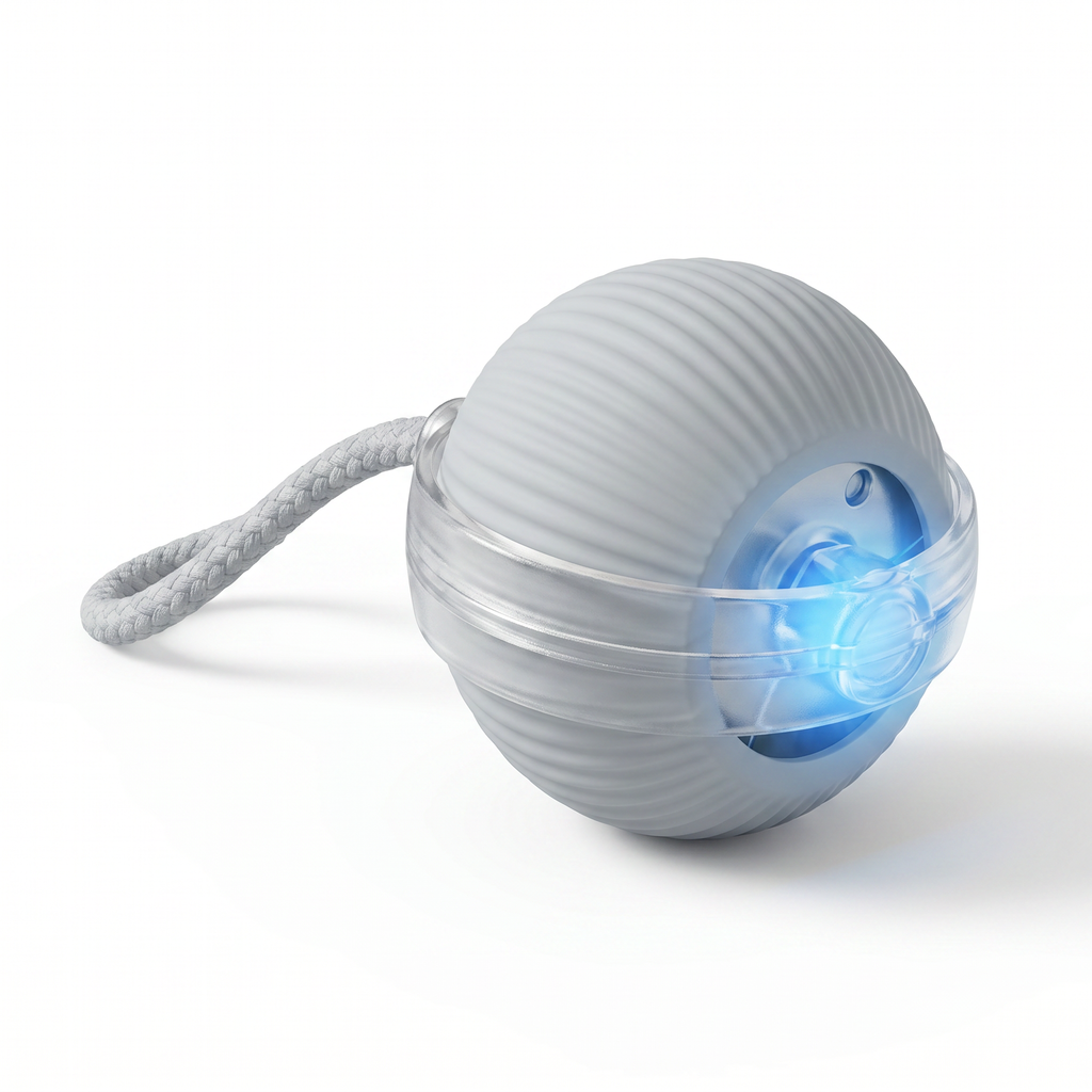 Auto-Roll Interactive Cat Ball - grey studio shot